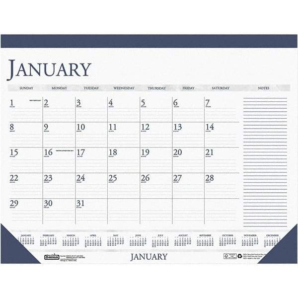 House of Doolittle - 12 Sheet, 18-1/2 x 13", Desk Calendar - White & Blue - A1 Tooling