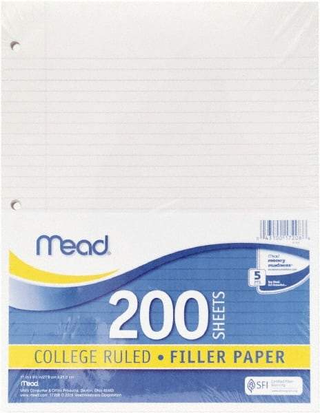 Mead - 200 Sheet, 8-1/2 x 11", College Ruled Filler Paper - White - A1 Tooling