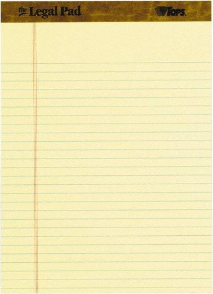 TOPS - 50 Sheet, 8-1/2 x 11-3/4", Legal Pad - Canary - A1 Tooling