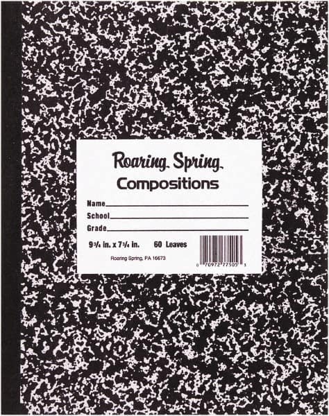 Roaring Spring - 48 Sheet, 8-1/2 x 7", Wide Ruled Composition Book - Black - A1 Tooling