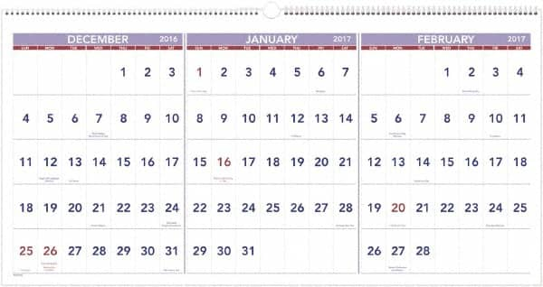 AT-A-GLANCE - 7 Sheet, 23-1/2 x 12", Wall Calendar - White - A1 Tooling