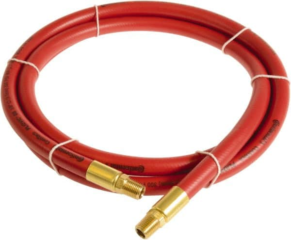 Continental ContiTech - 3/8" ID x 0.6" OD 5' Long Multipurpose Air Hose - MNPT x MNPT Ends, 300 Working psi, -10 to 158°F, 1/4" Fitting, Red - A1 Tooling