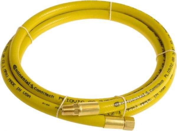 Continental ContiTech - 3/8" ID x 0.6" OD 15' Long Multipurpose Air Hose - MNPT x FNPT Ends, 300 Working psi, -10 to 158°F, 1/4" Fitting, Yellow - A1 Tooling