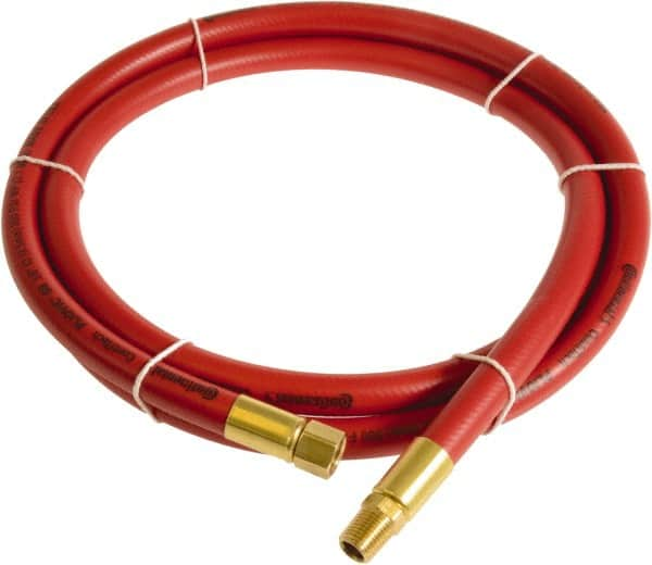 Continental ContiTech - 1/4" ID x 0.45" OD 5' Long Multipurpose Air Hose - MNPT x FNPT Ends, 300 Working psi, -10 to 158°F, 1/4" Fitting, Red - A1 Tooling