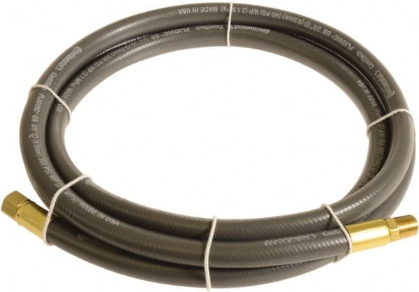 Continental ContiTech - 1/4" ID x 0.45" OD 3' Long Multipurpose Air Hose - MNPT x FNPT Ends, 300 Working psi, -10 to 158°F, 1/4" Fitting, Gray - A1 Tooling