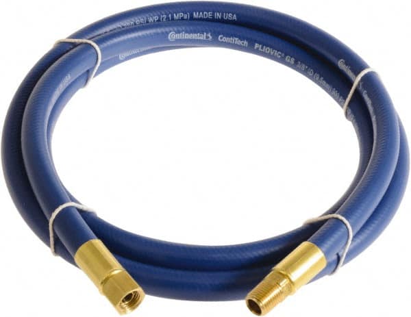 Continental ContiTech - 3/8" ID x 0.6" OD 5' Long Multipurpose Air Hose - MNPT x FNPT Ends, 300 Working psi, -10 to 158°F, 1/4" Fitting, Blue - A1 Tooling