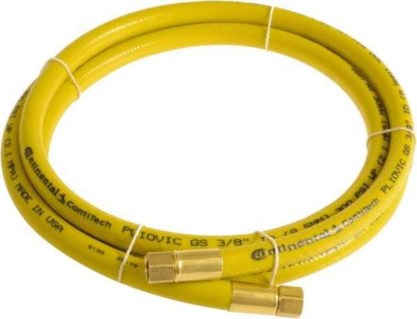 Continental ContiTech - 1/2" ID x 0.78" OD 10' Long Multipurpose Air Hose - FNPT x FNPT Ends, 300 Working psi, -10 to 158°F, 1/2" Fitting, Yellow - A1 Tooling