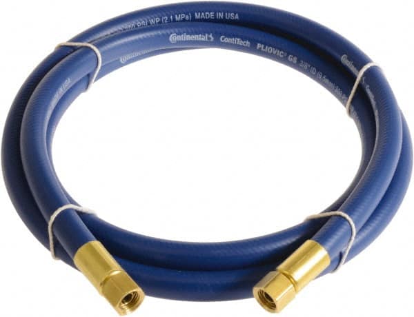 Continental ContiTech - 1/4" ID x 0.45" OD 10' Long Multipurpose Air Hose - FNPT x FNPT Ends, 300 Working psi, -10 to 158°F, 1/4" Fitting, Blue - A1 Tooling