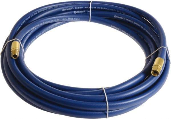 Continental ContiTech - 3/8" ID x 0.6" OD 20' Long Multipurpose Air Hose - MNPT x FNPT Ends, 300 Working psi, -10 to 158°F, 1/4" Fitting, Blue - A1 Tooling