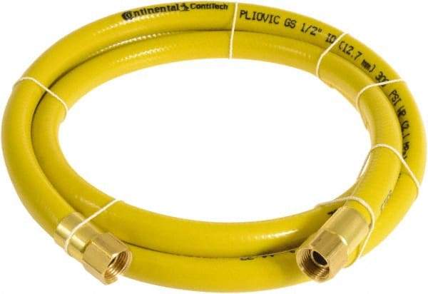 Continental ContiTech - 1/2" ID x 0.78" OD 50' Long Multipurpose Air Hose - FNPT x FNPT Ends, 300 Working psi, -10 to 158°F, 1/2" Fitting, Yellow - A1 Tooling