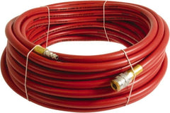 Continental ContiTech - 3/8" ID x 0.6" OD 50' Long Multipurpose Air Hose - Industrial Interchange Safety Coupler x Male Plug Ends, 300 Working psi, -10 to 158°F, 1/4" Fitting, Red - A1 Tooling