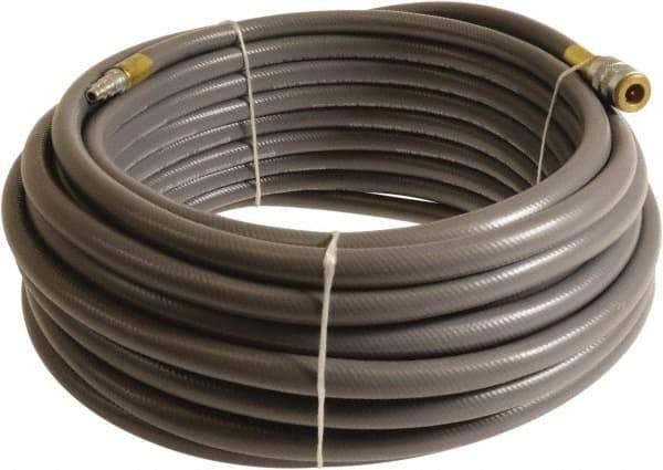 Continental ContiTech - 1/4" ID x 0.45" OD 20' Long Multipurpose Air Hose - Industrial Interchange Safety Coupler x Male Plug Ends, 300 Working psi, -10 to 158°F, 1/4" Fitting, Gray - A1 Tooling