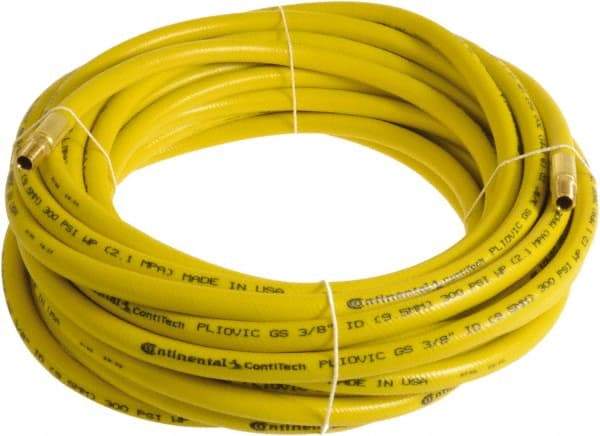 Continental ContiTech - 1/4" ID x 0.45" OD 25' Long Multipurpose Air Hose - MNPT x MNPT Ends, 300 Working psi, -10 to 158°F, 1/4" Fitting, Yellow - A1 Tooling