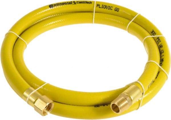 Continental ContiTech - 1/4" ID x 0.45" OD 75' Long Multipurpose Air Hose - MNPT x FNPT Ends, 300 Working psi, -10 to 158°F, 1/4" Fitting, Yellow - A1 Tooling