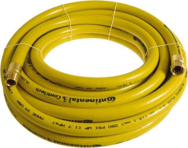 Continental ContiTech - 3/4" ID x 1.11" OD 25' Long Multipurpose Air Hose - MNPT x FNPT Ends, 250 Working psi, -10 to 158°F, 3/4" Fitting, Yellow - A1 Tooling