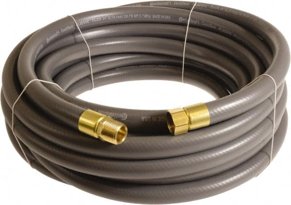 Continental ContiTech - 3/4" ID x 1.11" OD 15' Long Multipurpose Air Hose - MNPT x FNPT Ends, 250 Working psi, -10 to 158°F, 3/4" Fitting, Gray - A1 Tooling