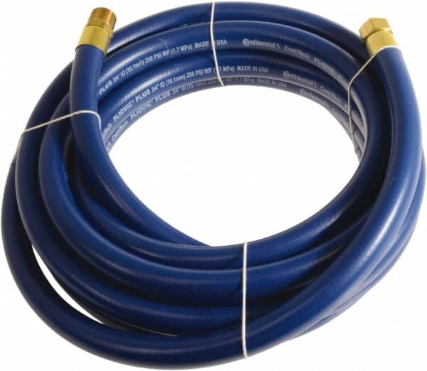 Continental ContiTech - 3/4" ID x 1.11" OD 100' Long Multipurpose Air Hose - MNPT x FNPT Ends, 250 Working psi, -10 to 158°F, 3/4" Fitting, Blue - A1 Tooling