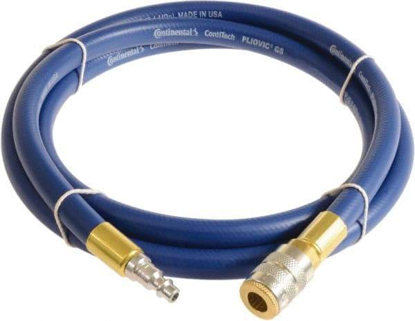 Continental ContiTech - 3/4" ID x 1.11" OD 25' Long Multipurpose Air Hose - Industrial Interchange Safety Coupler x Male Plug Ends, 250 Working psi, -10 to 158°F, 3/4" Fitting, Blue - A1 Tooling