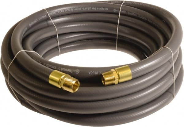 Continental ContiTech - 1" ID x 1.38" OD 100' Long Multipurpose Air Hose - MNPT x MNPT Ends, 250 Working psi, -10 to 158°F, 1" Fitting, Gray - A1 Tooling