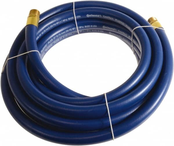 Continental ContiTech - 3/4" ID x 1.11" OD 100' Long Multipurpose Air Hose - MNPT x MNPT Ends, 250 Working psi, -10 to 158°F, 3/4" Fitting, Blue - A1 Tooling