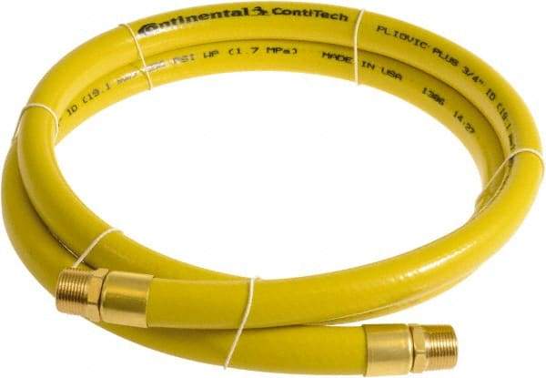 Continental ContiTech - 3/4" ID x 1.11" OD 5' Long Multipurpose Air Hose - MNPT x MNPT Ends, 250 Working psi, -10 to 158°F, 3/4" Fitting, Yellow - A1 Tooling