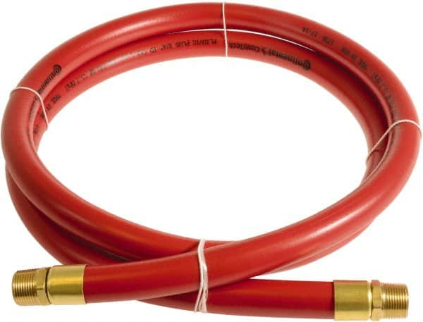 Continental ContiTech - 1" ID x 1.38" OD 3' Long Multipurpose Air Hose - MNPT x MNPT Ends, 250 Working psi, -10 to 158°F, 1" Fitting, Red - A1 Tooling