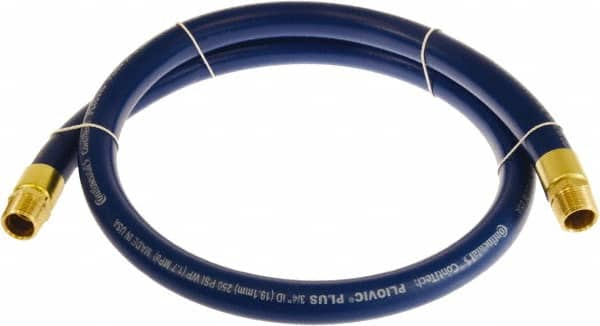 Continental ContiTech - 1" ID x 1.38" OD 5' Long Multipurpose Air Hose - MNPT x MNPT Ends, 250 Working psi, -10 to 158°F, 1" Fitting, Blue - A1 Tooling