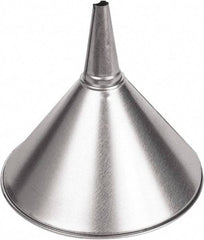 Funnel King - 2 Qt Capacity Galvanized Steel Funnel - 8-3/8" Mouth OD, 1/2" Tip OD, 3-1/8" Straight Spout, Silver - A1 Tooling