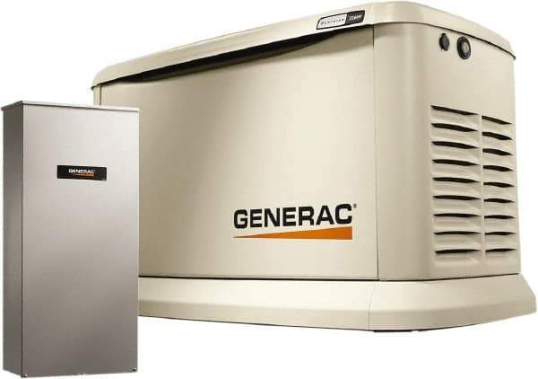 Generac Power - 1 Phase LP & NG Air Cooled Standby Power Generator - 120/240 V, 22 kW, OHVI, Bisque Aluminum Enclosure, Use 140 (LP) & 310 (NG) to Fuel - A1 Tooling