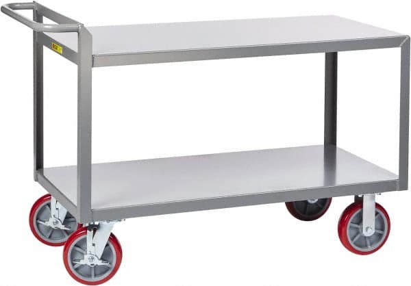 Little Giant - 3,600 Lb Capacity, 24" Wide x 54" Long x 36" High Shelf Cart - 2 Shelf, Steel, 2 Rigid/2 Swivel Casters - A1 Tooling