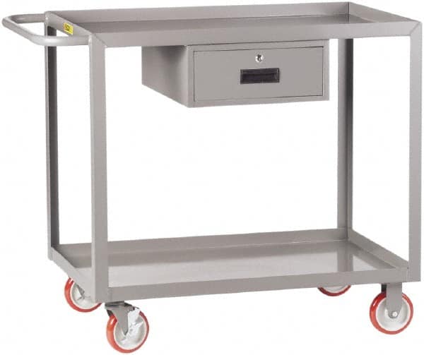 Little Giant - 1,200 Lb Capacity, 24" Wide x 54" Long x 35" High Shelf Cart - 2 Shelf, Steel, 2 Rigid/2 Swivel Casters - A1 Tooling