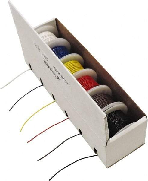 Made in USA - 20 AWG, 1 Strand, 100' OAL, Tinned Copper Hook Up Wire - Black, White, Red, Green, Blue & Yellow PVC Jacket - A1 Tooling