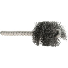 Osborn - 1" Diam Helical Steel Tube Brush - Single Spiral, 0.008" Filament Diam, 1" Brush Length, 3-1/2" OAL, 1/4" Diam Stainless Steel Shank - A1 Tooling