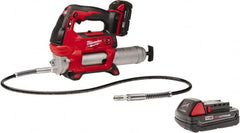 Milwaukee Tool - 10,000 Max psi, Flexible Battery-Operated Grease Gun - 14 oz Capacity, 31 Strokes per oz, Includes Grease Gun, Gauge Hose Assembly, Coupler, 30-Minute Charger, Carrying Case, (2)18 V Rechargeable Batteries & Extra 18V Li-Ion Battery - A1 Tooling