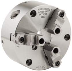 Buck Chuck Company - 3 Jaws, 12" Diam, Self Centering Manual Lathe Chuck - Front Mount, Adjustable, Reversible, 2,300 Max RPM, 4.14" Through Hole Diam, Forged Steel - A1 Tooling