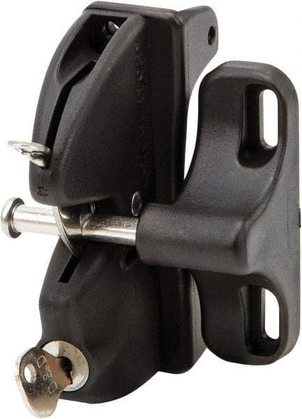 D&D Technologies - 2.830" Bar Latch Length, 3.54" High, Polymer Adjustable Gate Latch - Black Finish, 1.8" Bar Latch Projection, 7/16" Hole Diam - A1 Tooling