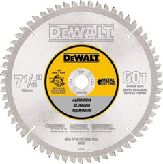 DeWALT - 7-1/4" Diam, 5/8" Arbor Hole Diam, 60 Tooth Wet & Dry Cut Saw Blade - High Speed Steel, Crosscut Action, Standard Round Arbor - A1 Tooling