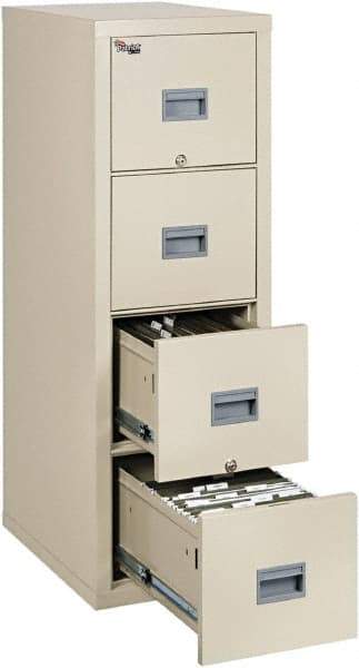 FireKing - 17-3/4" Wide x 52-3/4" High x 25" Deep, 4 Drawer Vertical File - Steel, Parchment - A1 Tooling