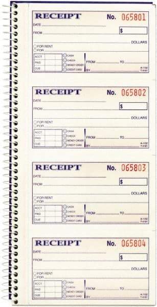 Adams Business Forms - 200 Sheet, 2-3/4 x 4-3/4", Receipt Book - A1 Tooling