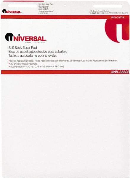 UNIVERSAL - 25 x 30 Inch Self Stick Easel Pad, White, 30 Sheets per Pad - For Use with Easel Stands - A1 Tooling