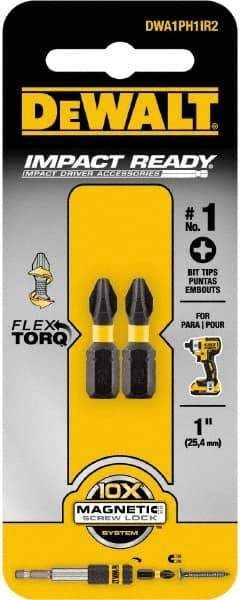 DeWALT - #1 Phillips Screwdriver Bit - 1/4" Hex Drive, 1" OAL - A1 Tooling