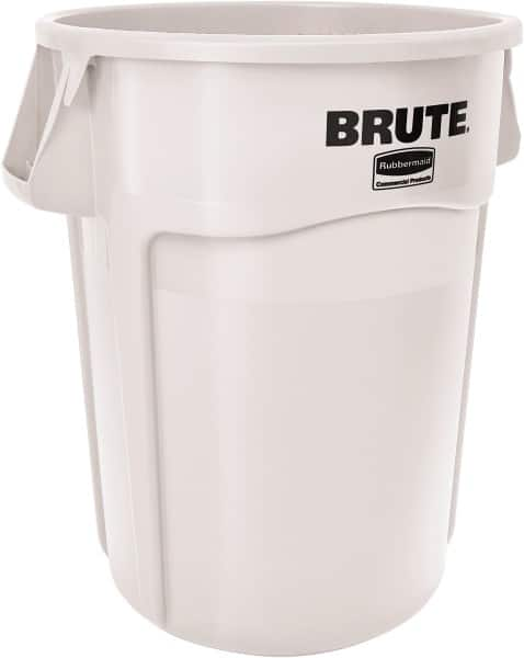 Rubbermaid - 55 Gal White Round Trash Can - Polyethylene, None Graphic, 33.2" High, Lid Not Included - A1 Tooling