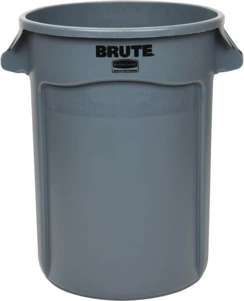 Rubbermaid - 32 Gal Gray Round Trash Can - Polyethylene, 27.77" High - A1 Tooling