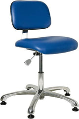 Bevco - 17 to 22" High Adjustable Height Swivel Stool - 25" Wide x 25" Deep, Vinyl Seat, Blue - A1 Tooling