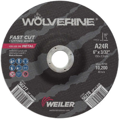 6″ × 3/32″ Type 27 Cutting Wheel, A24R, 7/8″ Arbor Hole - A1 Tooling