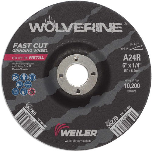 Vortec Pro 6″ × 1/4″ Type 27 Grinding Wheel, A24R, 7/8″ Arbor Hole - A1 Tooling