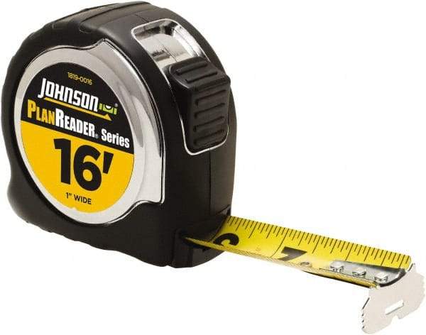 Johnson Level & Tool - 16' x 1" Tape Measure - 1/16" Graduation, Inch Graduation Style - A1 Tooling