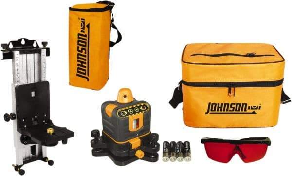 Johnson Level & Tool - 800' (Exterior) Measuring Range, 1/4" at 100' Accuracy, Manual-Leveling Rotary Laser - 150 to 300 RPM, 2 Beams, AA Battery Included - A1 Tooling