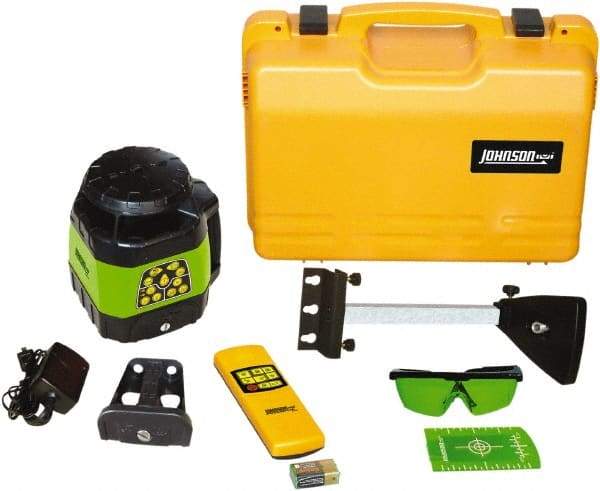 Johnson Level & Tool - 1,200' (Exterior) Measuring Range, 1/8" at 100' Accuracy, Self-Leveling Rotary Laser - 200, 500 RPM, 2 Beams, NiMH Battery Included - A1 Tooling