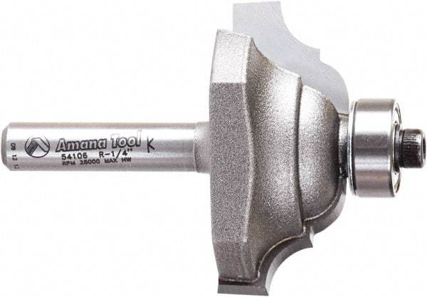 Amana Tool - 1-1/2" Cut Diam, 5/8" Length of Cut, 2 Flute Classical Edge Profile Router Bit - Carbide-Tipped, 1/4" Shank Diam, 2-1/8" OAL, Uncoated - A1 Tooling